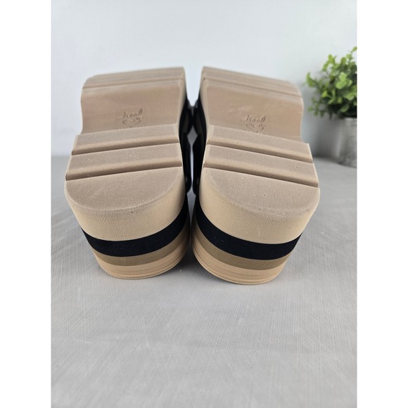 Reef Banded Horizon 2.5 Platform Slide Sandals Women's Size 9 Black Tan Cushion - Picture 12 of 12